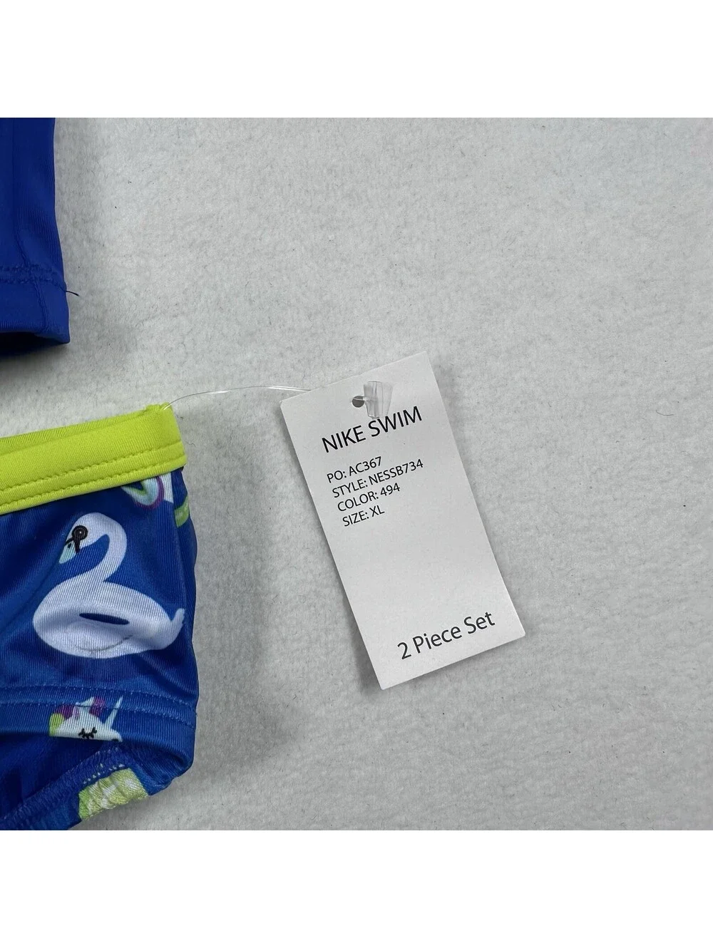 Nike Girl's 2-Piece Pool Party Short Sleeve Crop Rash Guard Blue Unicorn Sz XL